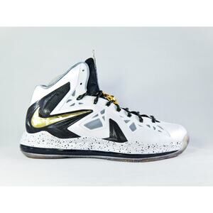 Nike Lebron 10 Elite 'Home' mens Gold Black & White Mens Sneakers Size 7.5